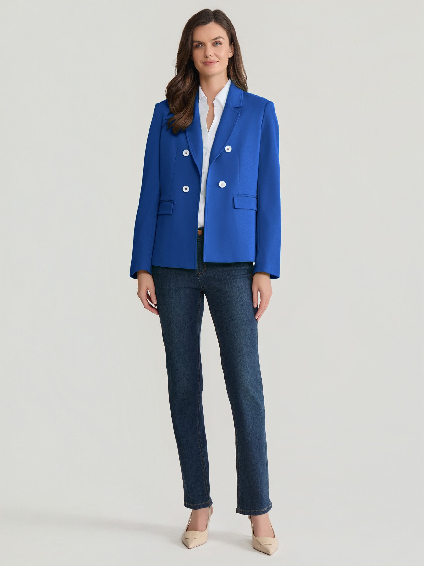 Faux Double Breasted Jacket with Back Tab