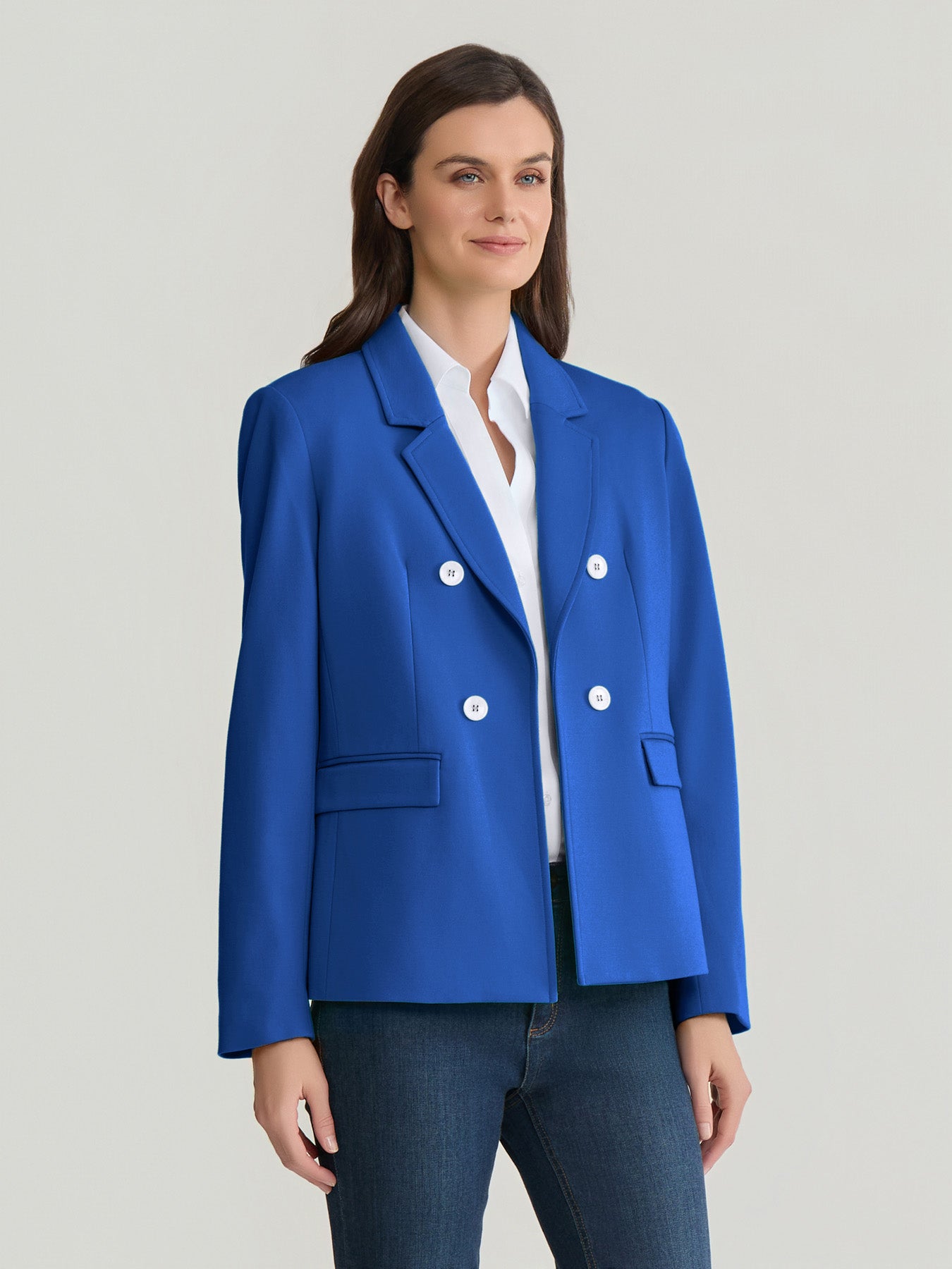 Faux Double Breasted Jacket with Back Tab