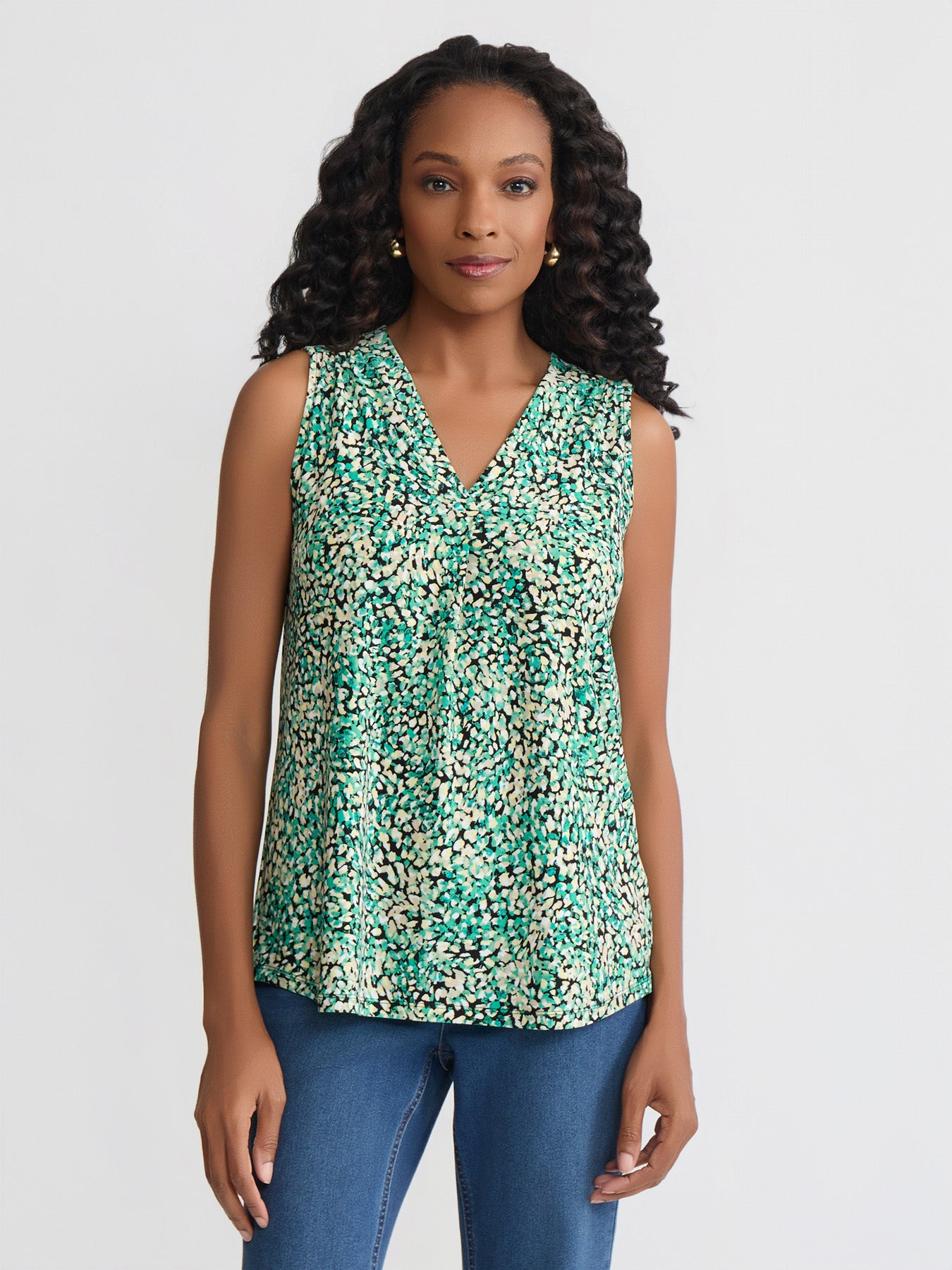 Pleated Front V-Neck Top