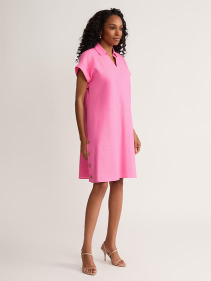 A-Line Collared Side Button Dress