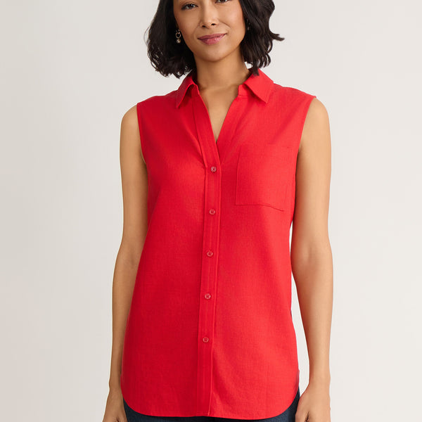 Sleeveless Button Front Shirt