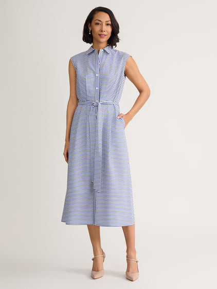 dark blue sparkle prom dress Petite Nautical Striped Shirt Dress, Cotton