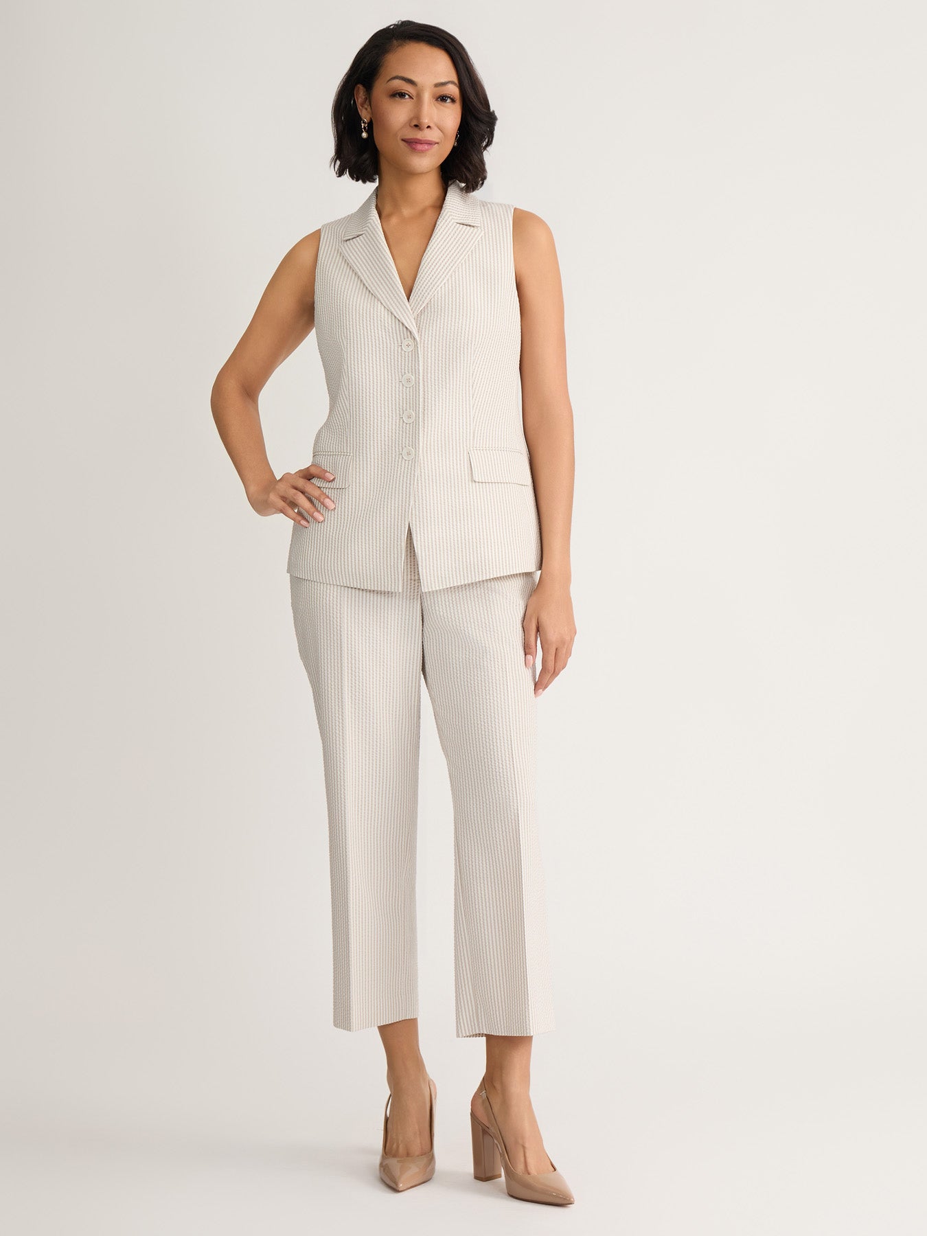 Striped Peak Lapel Vest