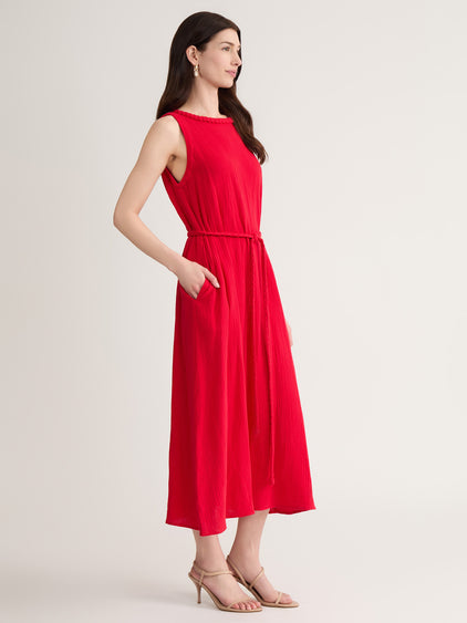 Sleeveless Tie-Waist Maxi Dress