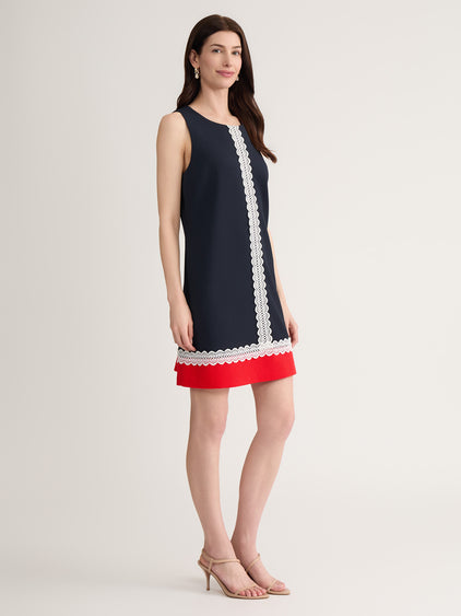 Colorblock Lace Trim Dress