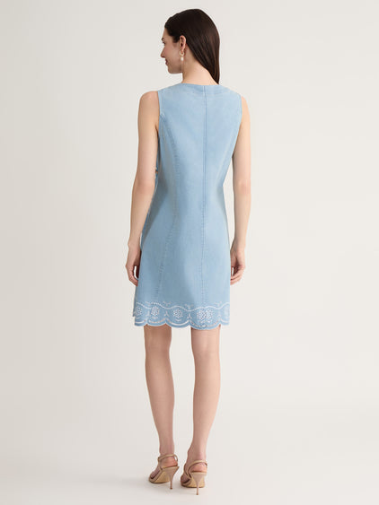 jones new york denim dress Jones New York Patch Pocket Denim Shirt Dress In Dark Wash - 50% Off