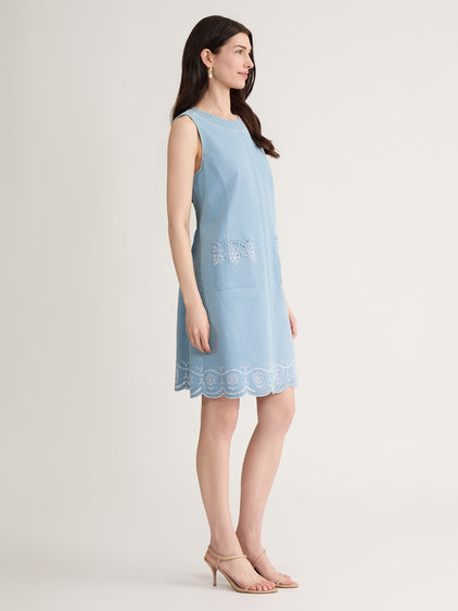 Jones New York Women's Sleeveless Embroidered Midi Shirtdress - Huntington