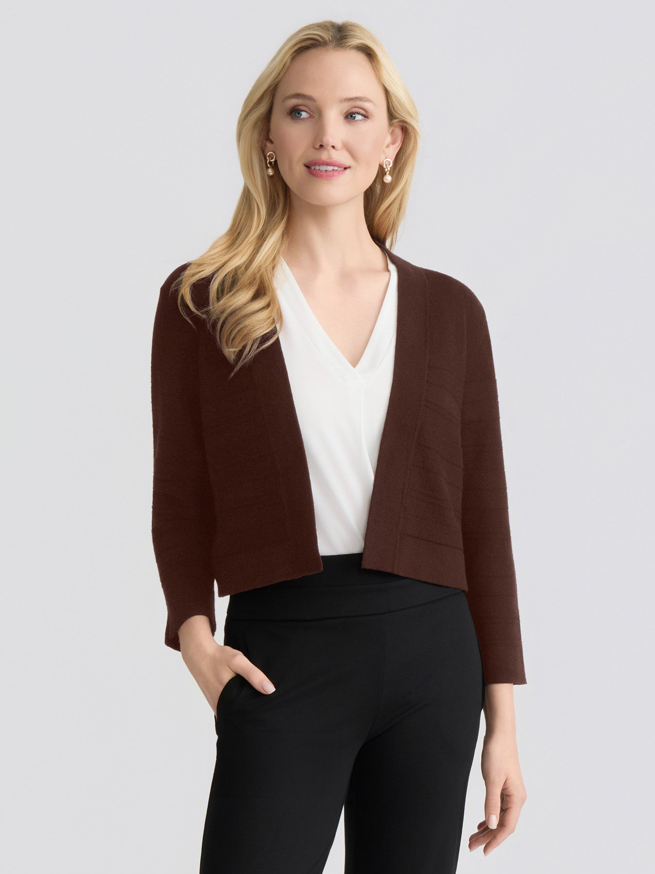 Cropped Striped Stitch Cardigan