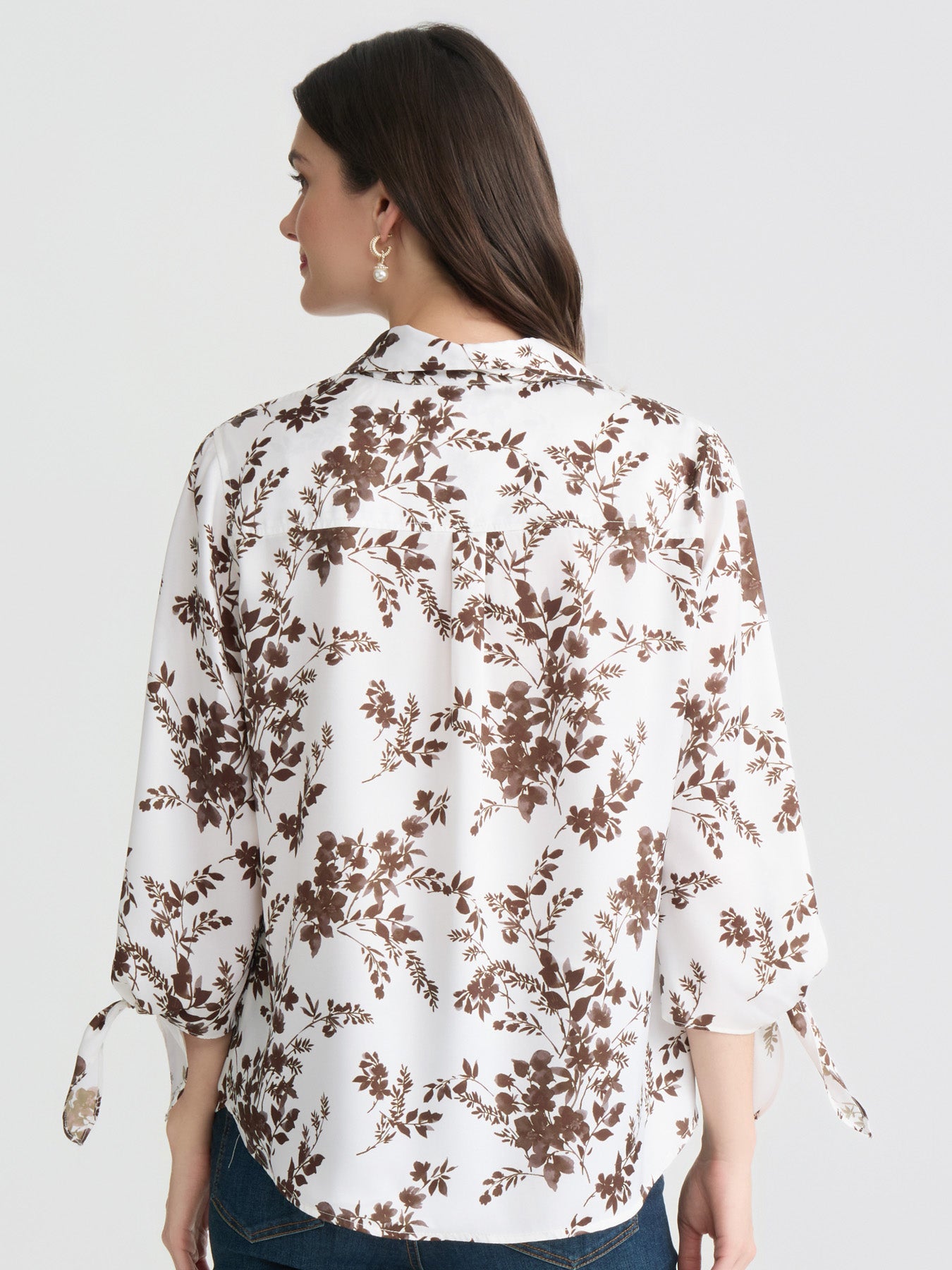 Tie Sleeve Button-Up Blouse