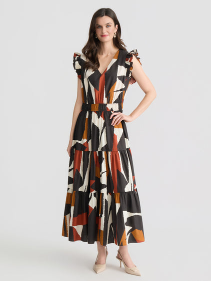 cotton poplin tiered maxi dress Standard / S Ivory Cotton Poplin Tiered Maxi Dress Casual Brunch Dress