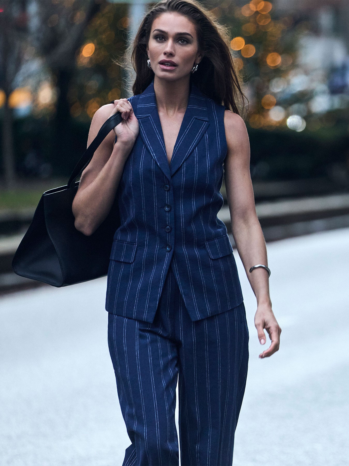 クラネ　DOUBLE BREASTED GILET Double Pinstripe Vest