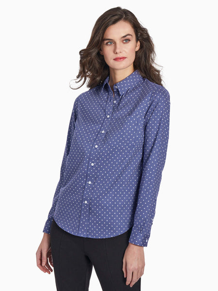 Blue Easy-Care Shirt - Blue Polka Dot Blouse | Jones New York Blue Easy-Care Shirt - Blue Polka Dot Blouse | Jones New York