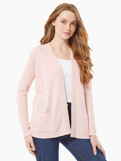 Pink Rose Open Front Cardigan With Pockets Jones New York
