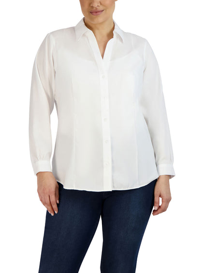 Easy Care Shirt Plus Size White Button Up Shirt Jones New York
