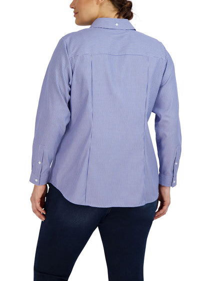 Jones New York Plus Size Button Down Blouse - Blue/White - 1X Jones New York Plus Size Button Down Blouse - Blue/White - 1X