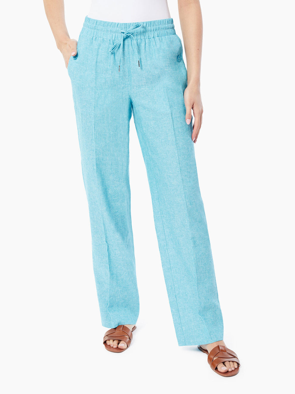 Linen Drawstring Pants Blue Linen Pants Jones New York